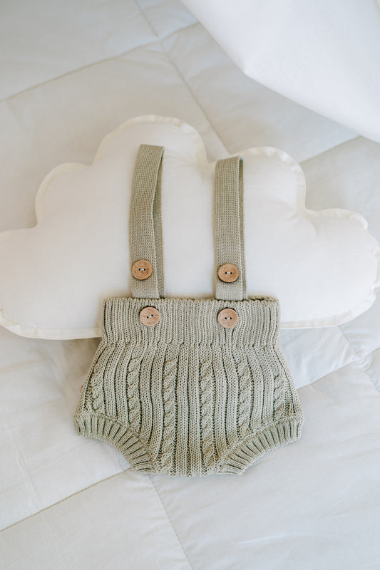 baby knit bloomers, newborn suspenders