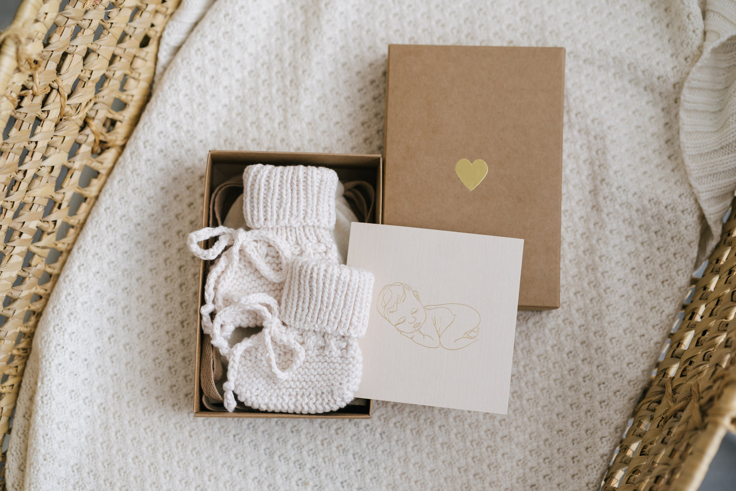 Baby Announcement Box to Husband: Crochet Booties and Greeting Card