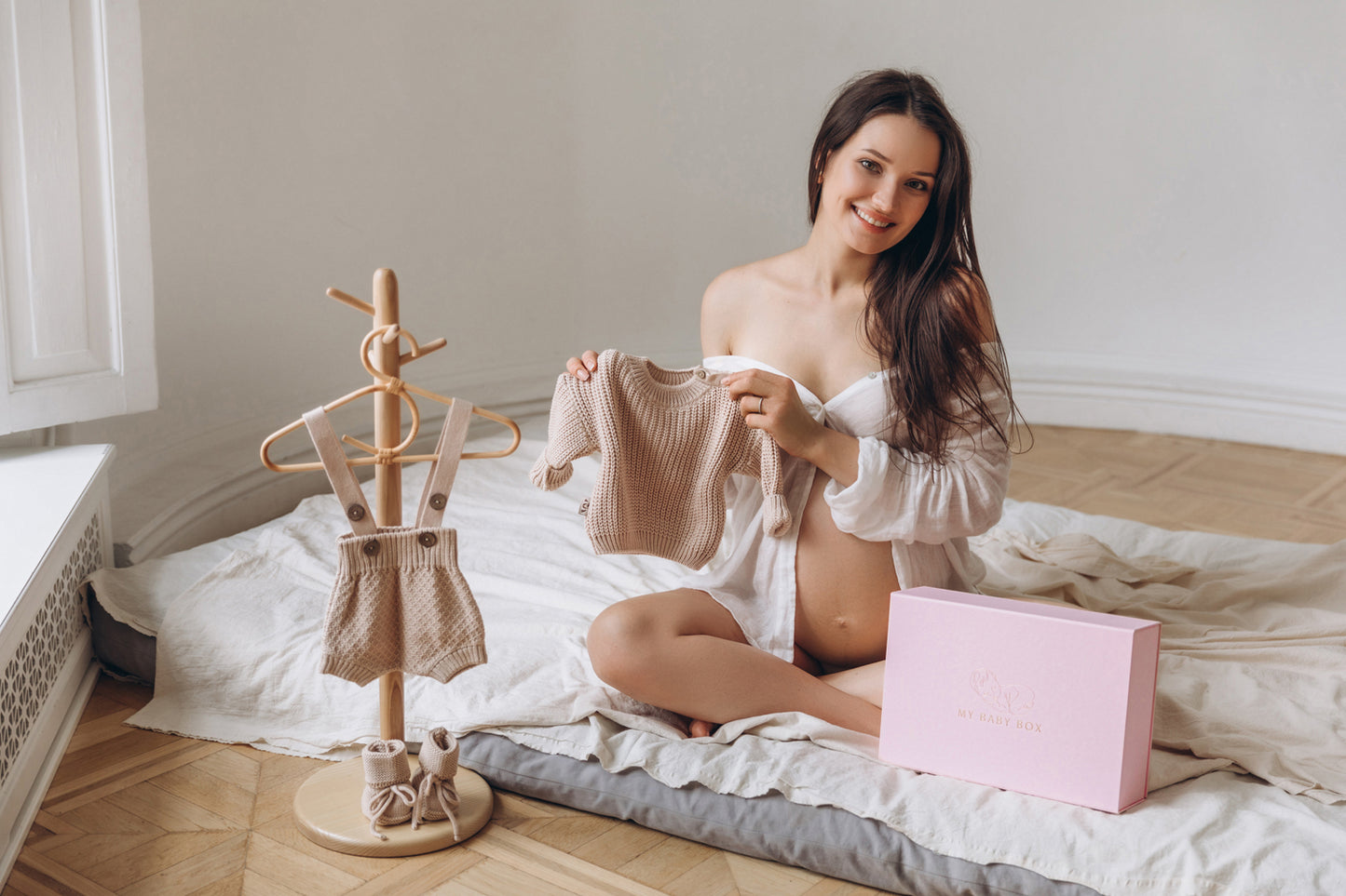Baby Girl and Mama Gift Box | knit newborn outfit & baby keepsake box