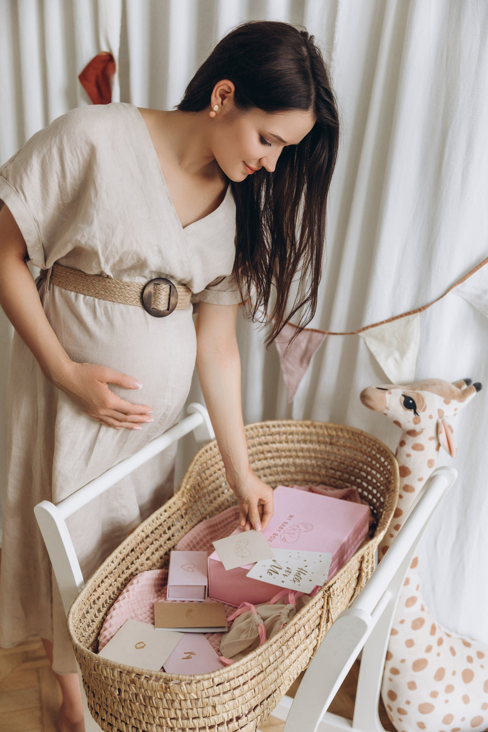 Baby Girl and Mama Gift Box | knit newborn outfit & baby keepsake box. Pregnancy Gift Box. Newborn Gift Box