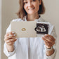 Congratulations Pregnancy Gift Set - Hospital Bracelet Keepsake Box, Ultrasound Envelope, Footprint Set, First Curl Envelope and Greeting Card
