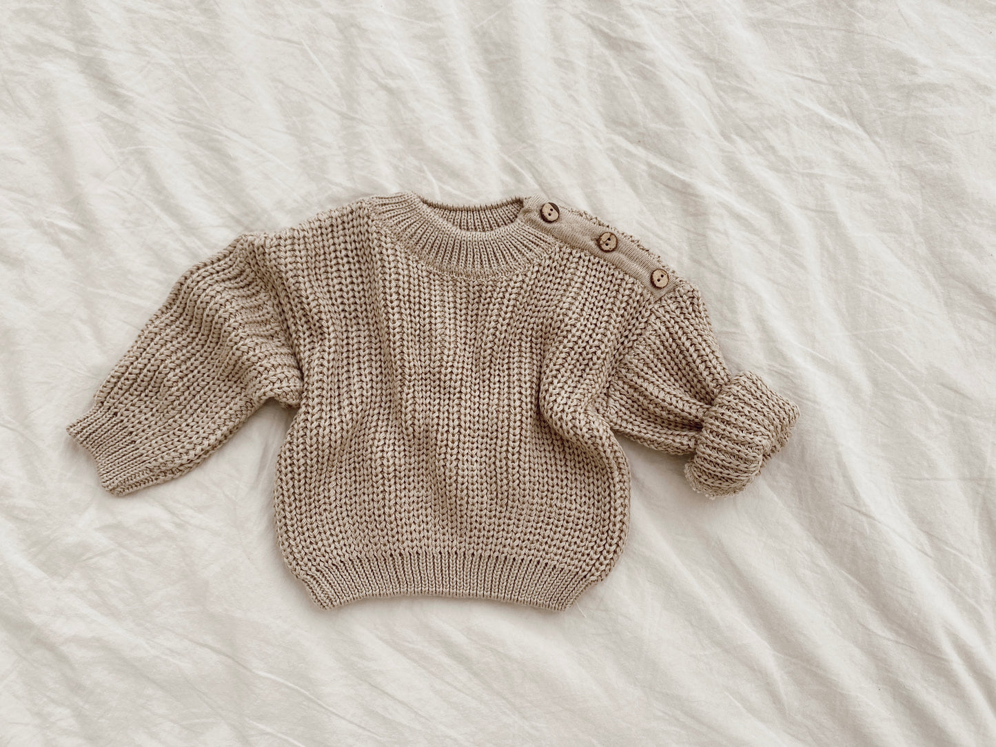 Newborn sweater in dark beige with buttons
