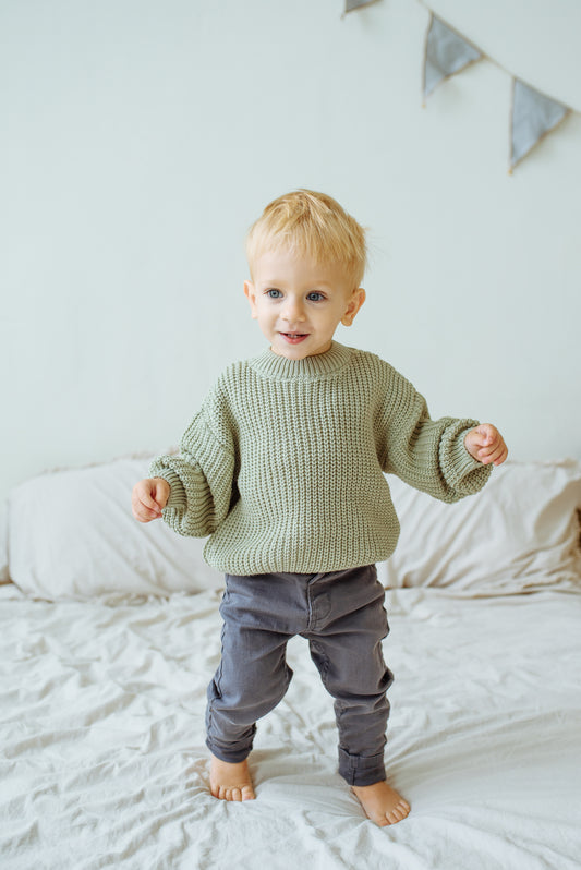 Toddler Knit Sweater, baby knit cotton oversized chunky sweater