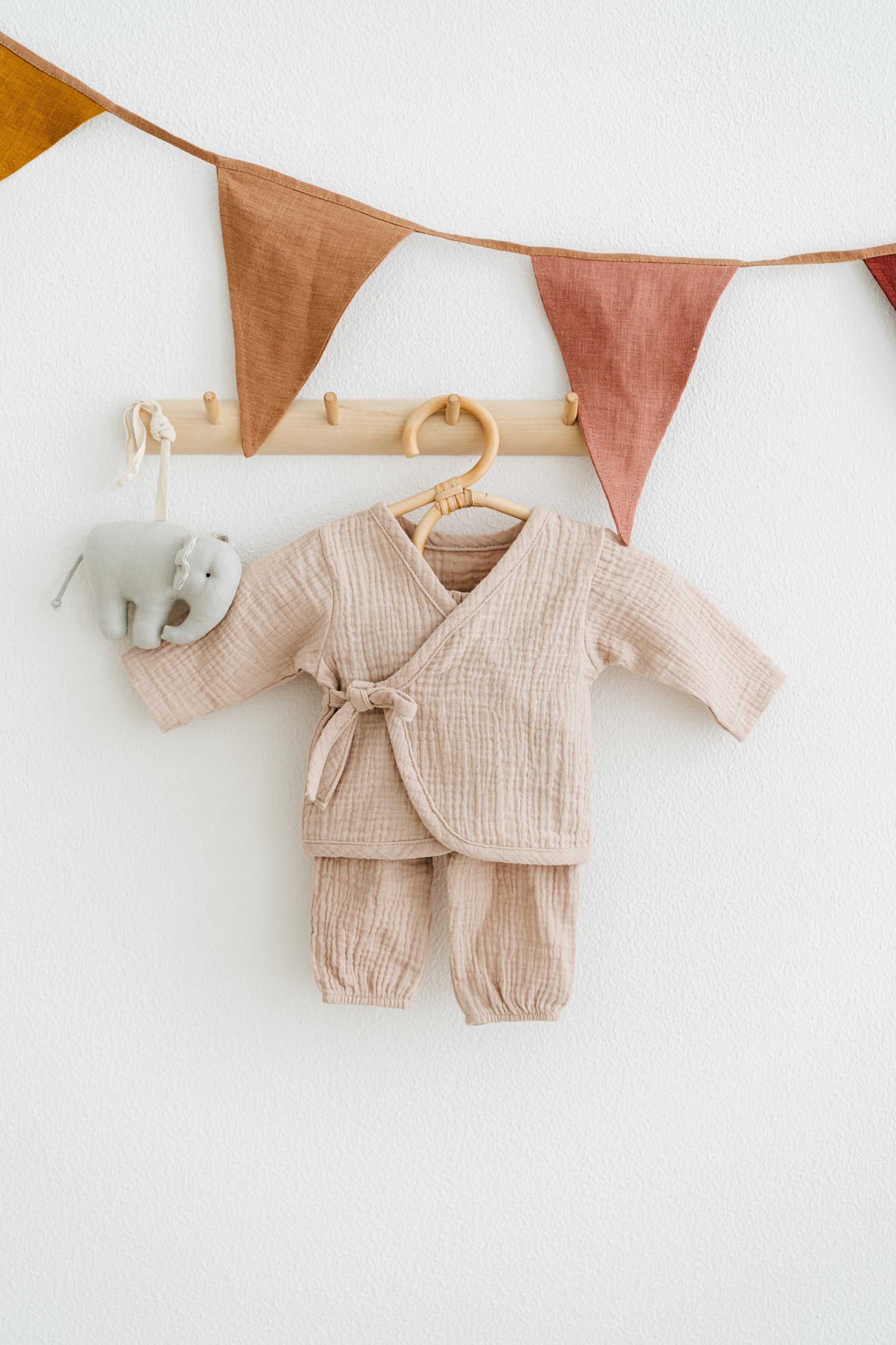 Newborn Coming Home Outfit | Baby Muslin Shirt and Pants in Beige, 0-3 Months
