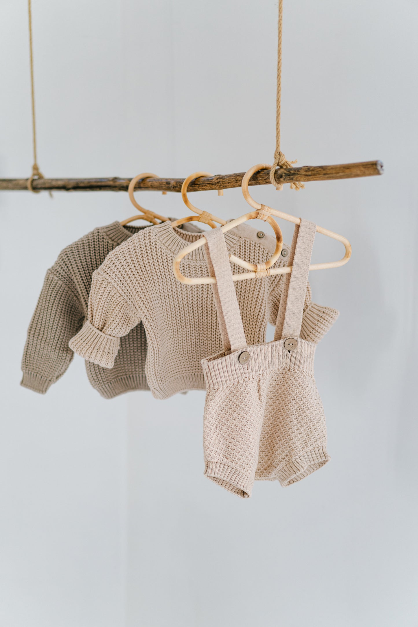 Newborn Take Me Home Outfit: Crochet Booties, Knit Bloomers and Oversized Chunky Sweater with Buttons on the Shoulder