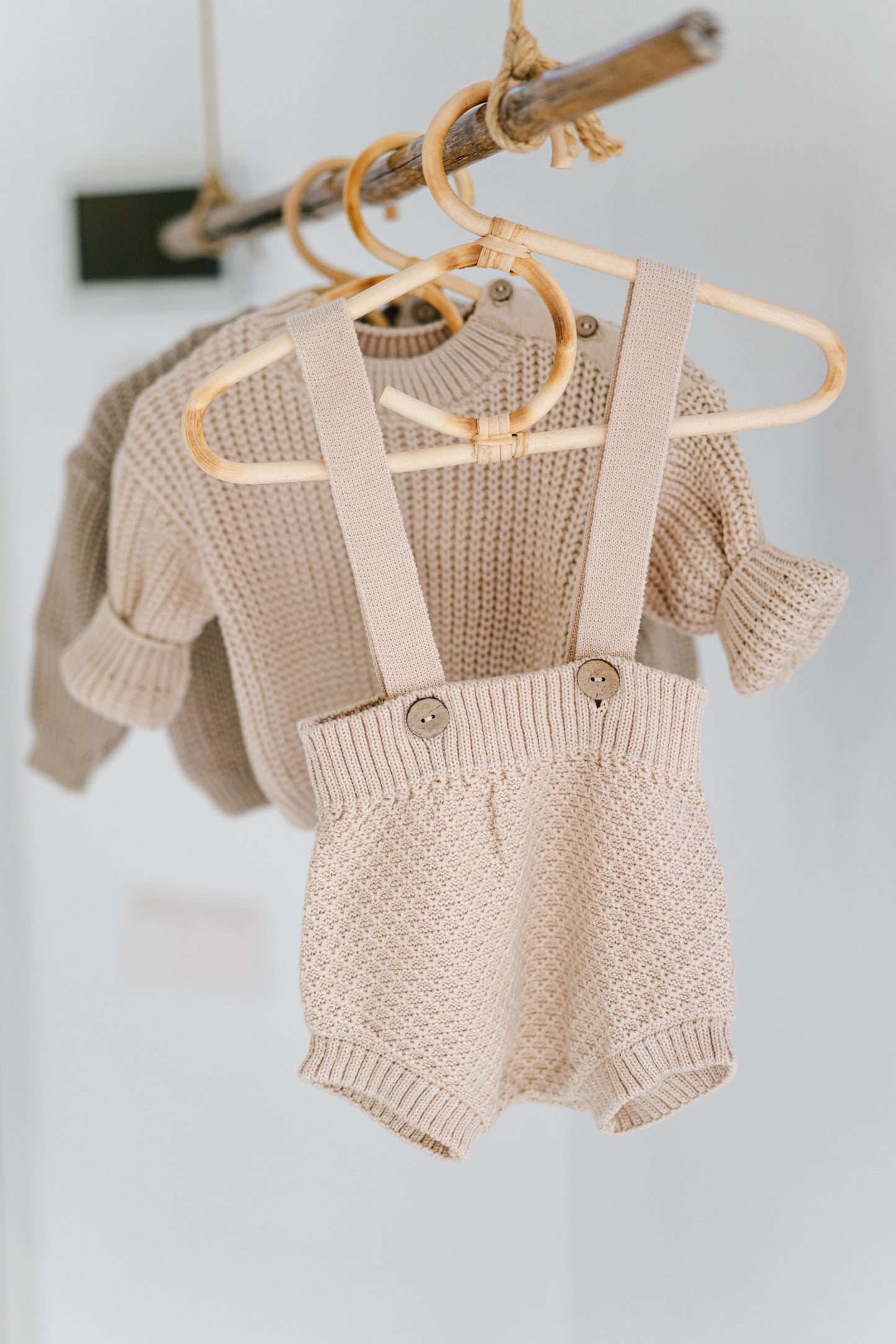 Newborn Knit Set Outfit | Chunky Sweater, Knit Bloomers and Booties in beige