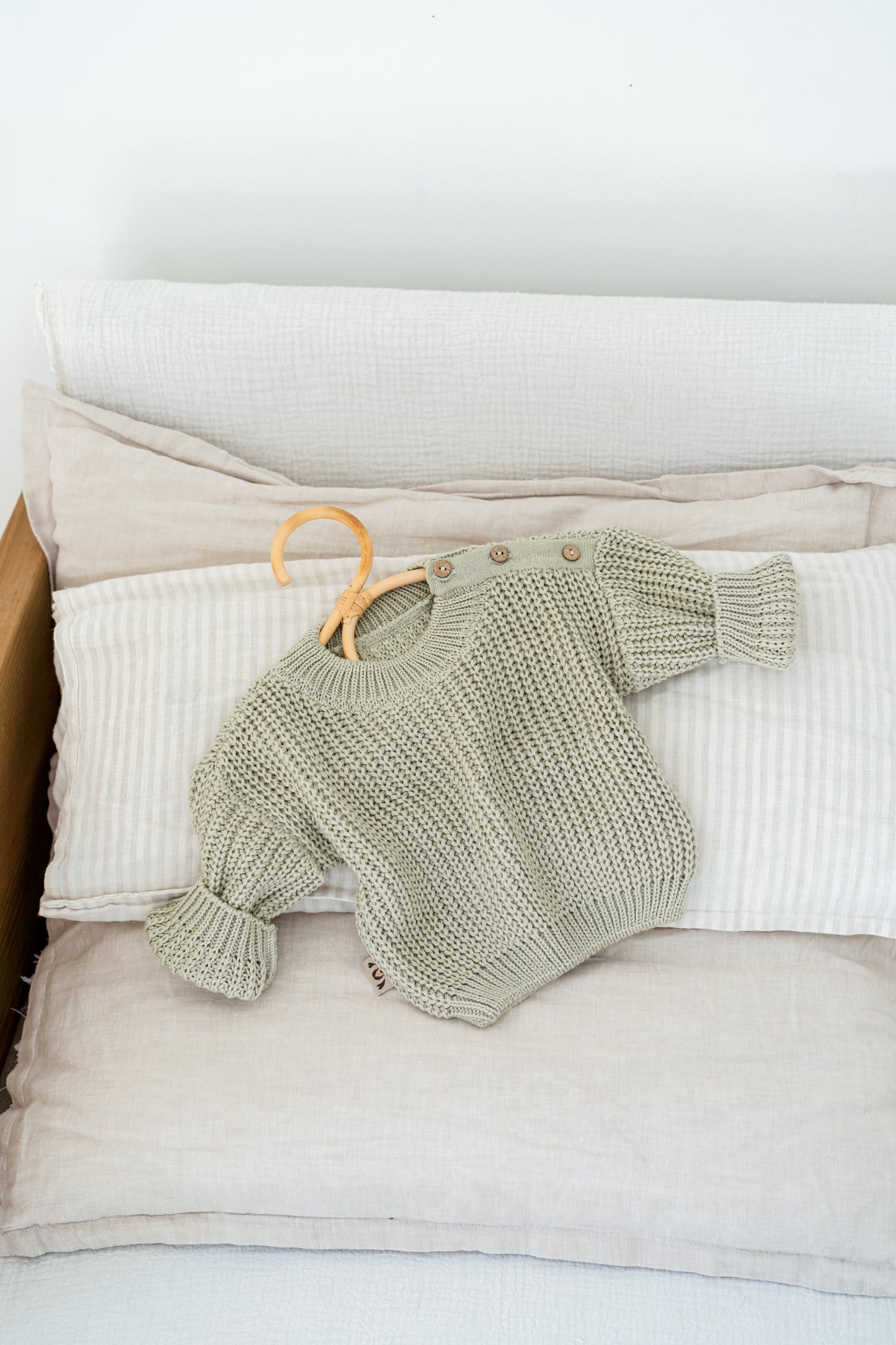 Newborn Knit Set Outfit | Chunky Sweater, Knit Bloomers and Booties in green